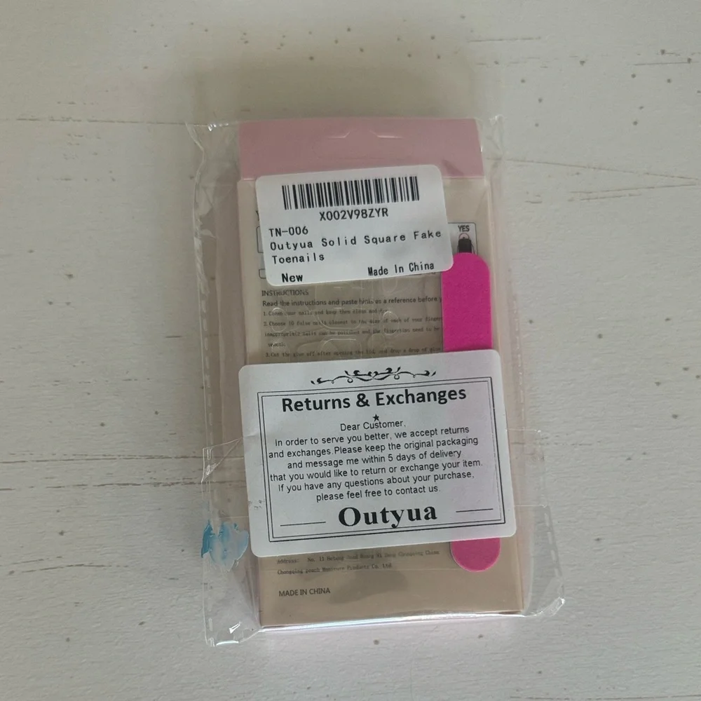 Outyua Salon Quality Press-On Toe Nails – Solid Square | 24 PCS | New